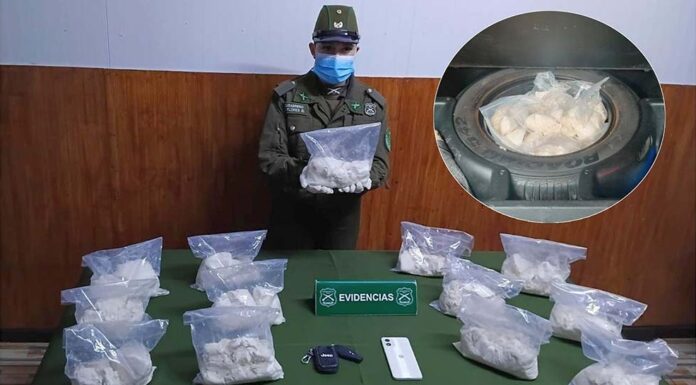 Carabineros detiene a conductor con más de 12 kilos de cocaína en Collipulli